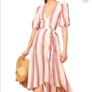 Reformation Waves Linen Wrap dress